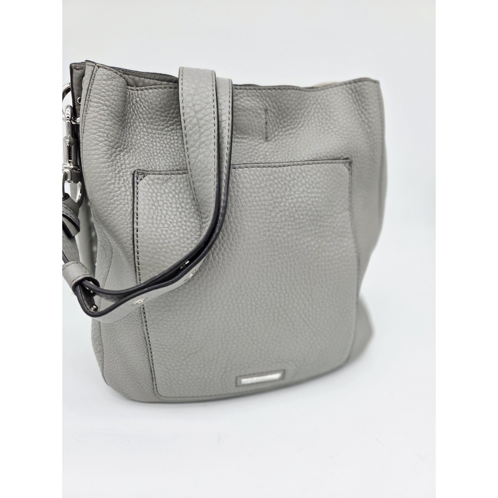 Rebecca Minkoff Bag‎ Grey Leather Silver Bucket Shoulder Pebbled Slouchy Soft